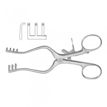Milligan Self Retaining Retractor 3 x 3 Blunt Prongs Stainless Steel, 13.5 cm - 5 1/4"